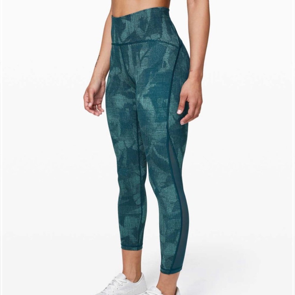 LULULEMON $98 Womens 8 W5BXKS Teal Polka Dot Train Times 25" Leggings W9